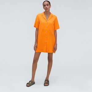 Everlane The Linen Workwear Dress in Turmeric Orange